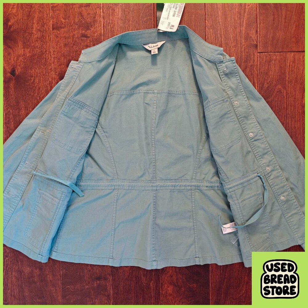 NWT 2015 L.L.Bean Women's Cargo Jacket Drawstring Waist Teal Large Safari - Picture 2 of 7